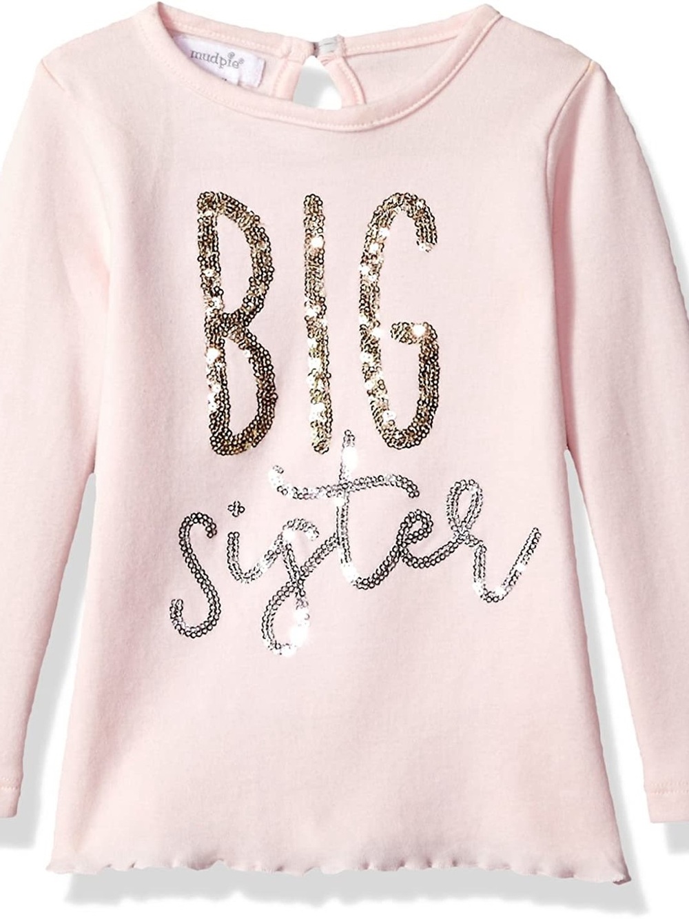 Mud Pie Pink Long-Sleeve "Big Sister" Sequin Tee